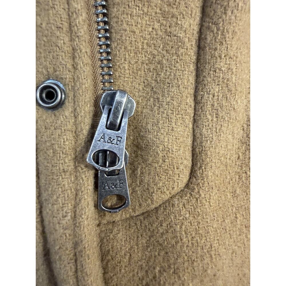 Vintage Abercrombie & Fitch HOODED Camel Color Topcoat Sz S - Fabric made Italy - Picture 5 of 11